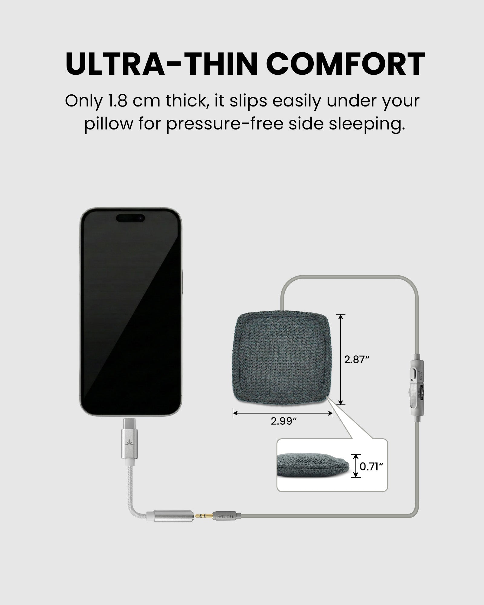 Slumber Mini | Wired Mini Pillow Speaker for Sleeping