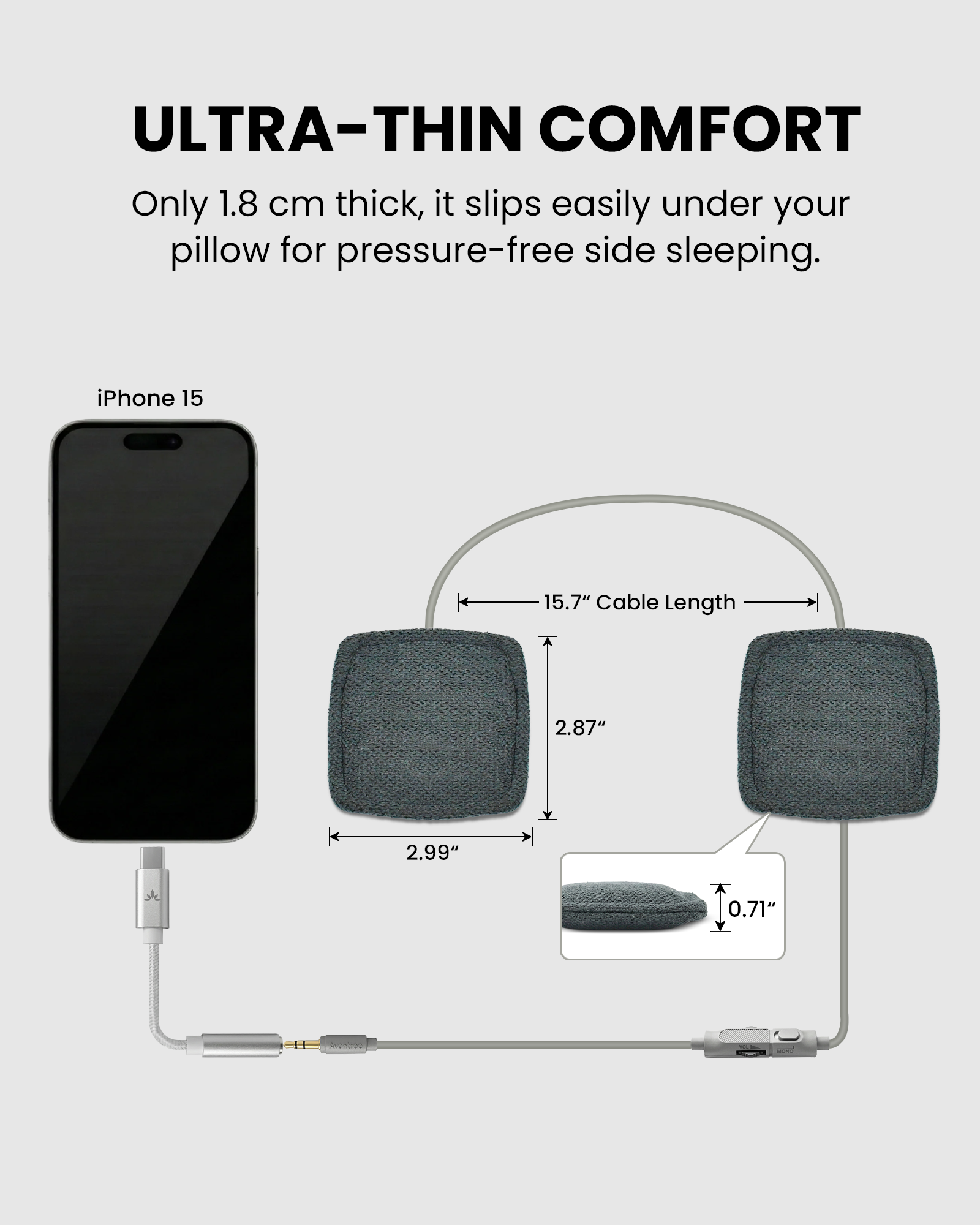 Slumber Duo | Wired Dual Pillow Speaker for Sleeping