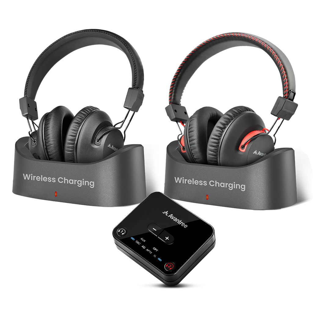 HT41899 Plus 2 | Dual TV Headphones & Wireless Charging Docks
