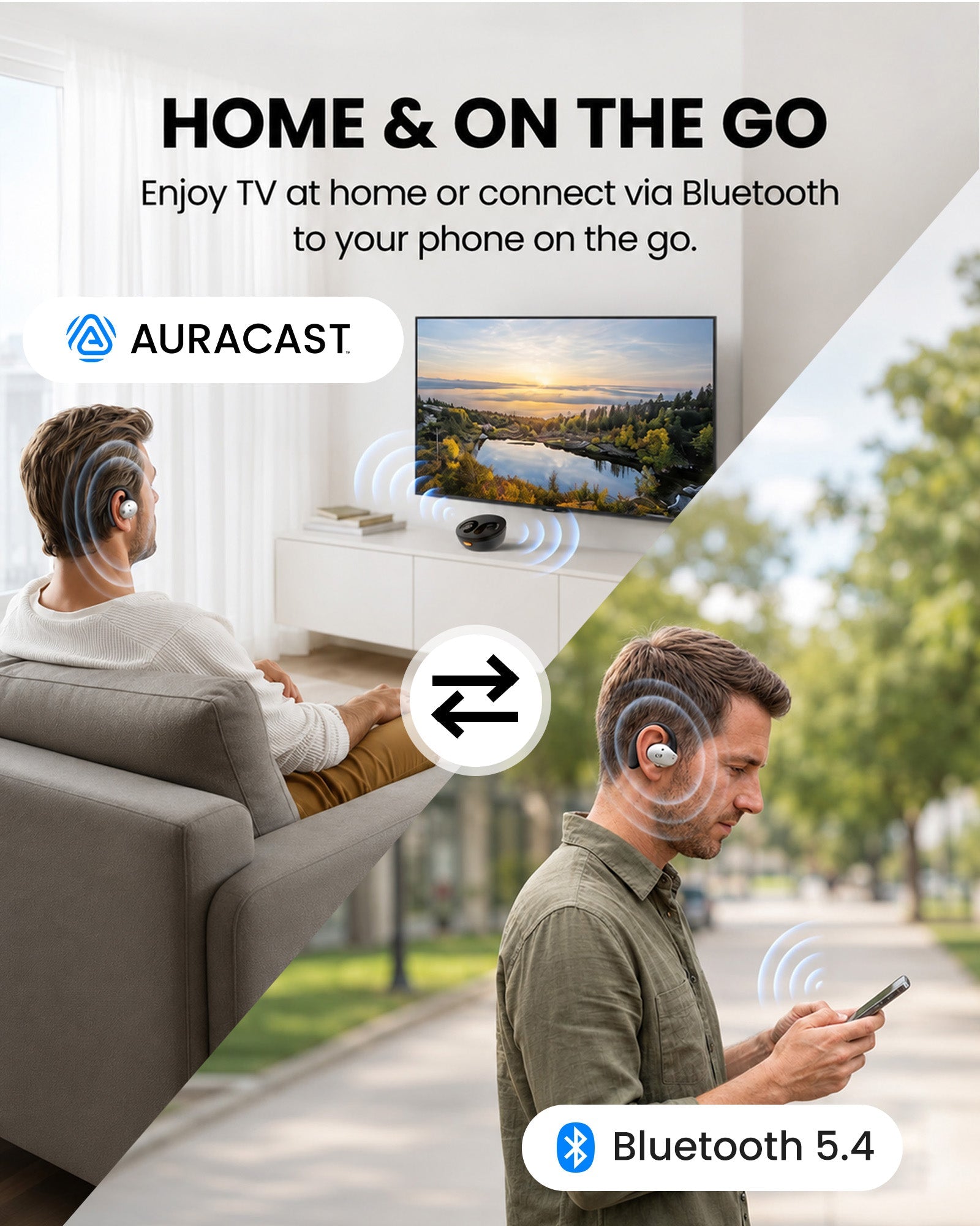 Medley Pebble 2 | Open-Ear Auracast TV Earbuds Set
