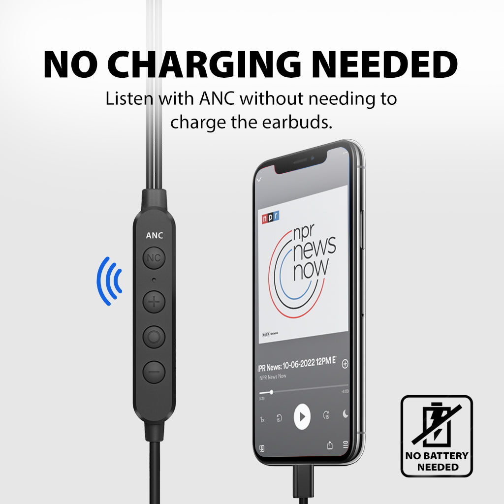 Hush C30 | Wired USB C Noise Canceling Earbuds