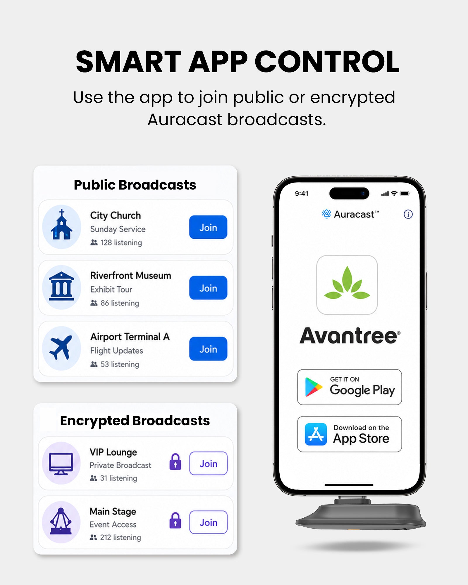 Aura C | Auracast Receiver for phones to receive broadcasts