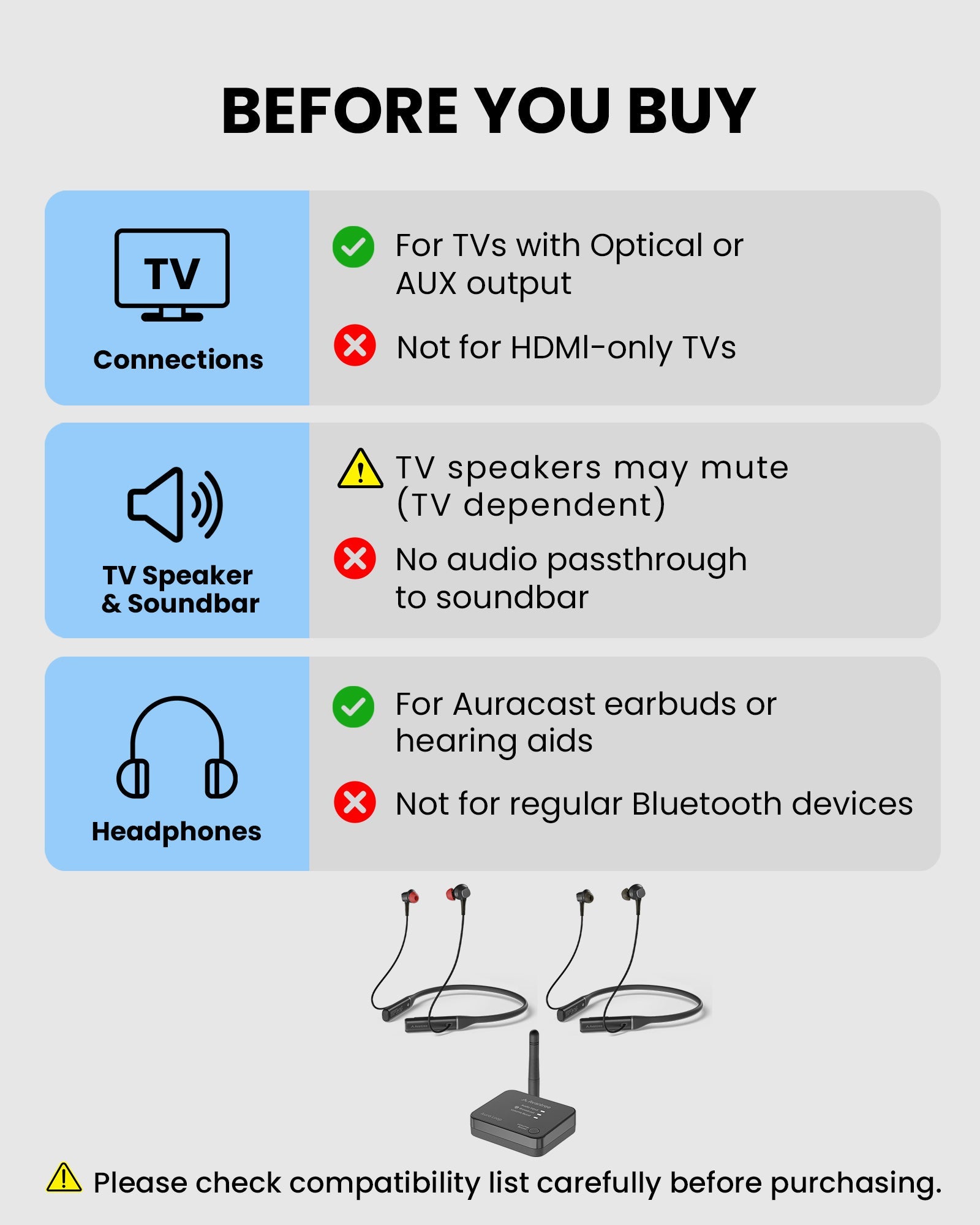 Aura Loop Dual | Auracast TV Earbuds 2 Pairs