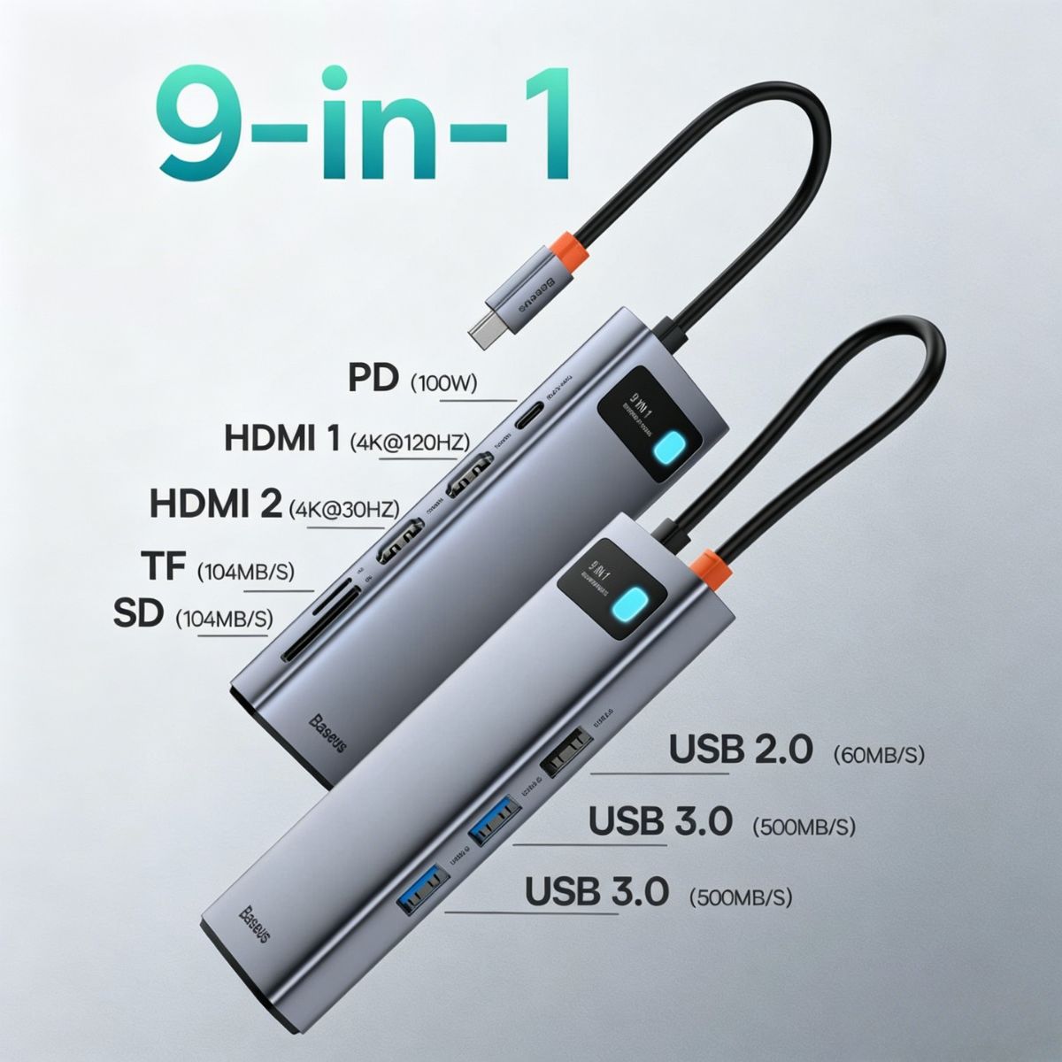 Baseus Metal Gleam Series 9-in-1 USB C HUB