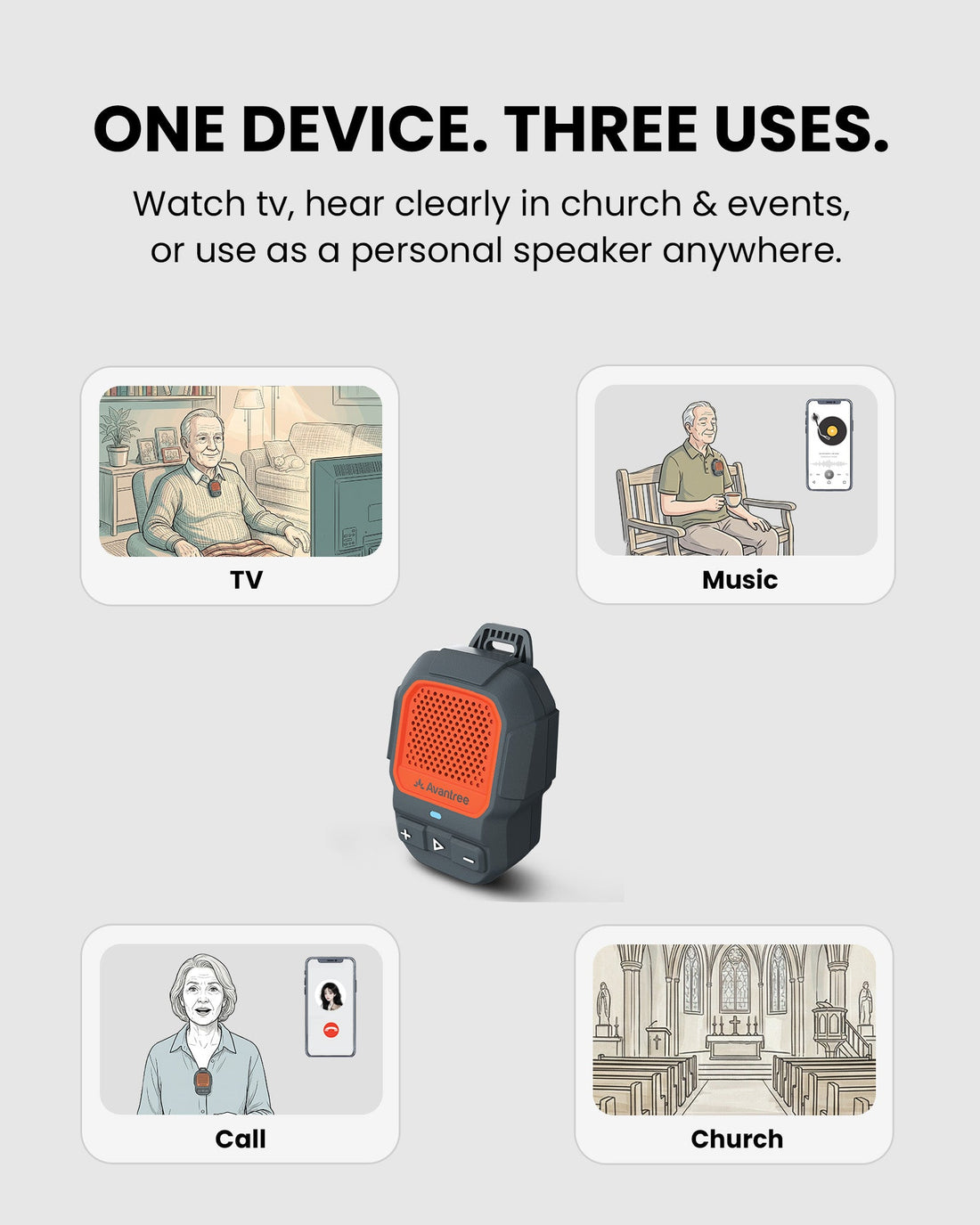 ShareCast Solo | Clip-On Auracast Wearable Speaker