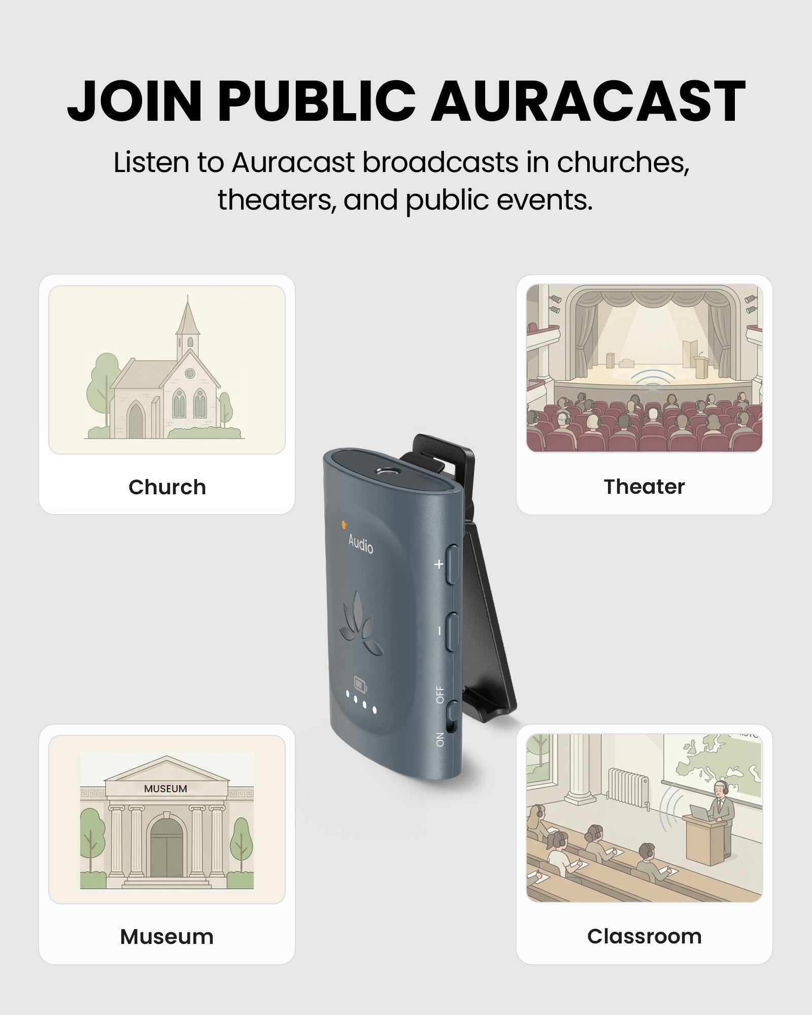AuraClip | RC240 - Auracast Receiver with Qualcomm BT 5.4