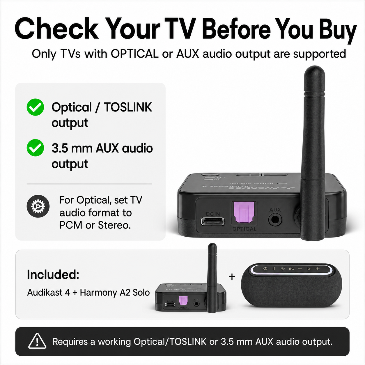 Audikast Harmony A2 | Wireless TV Speaker Set