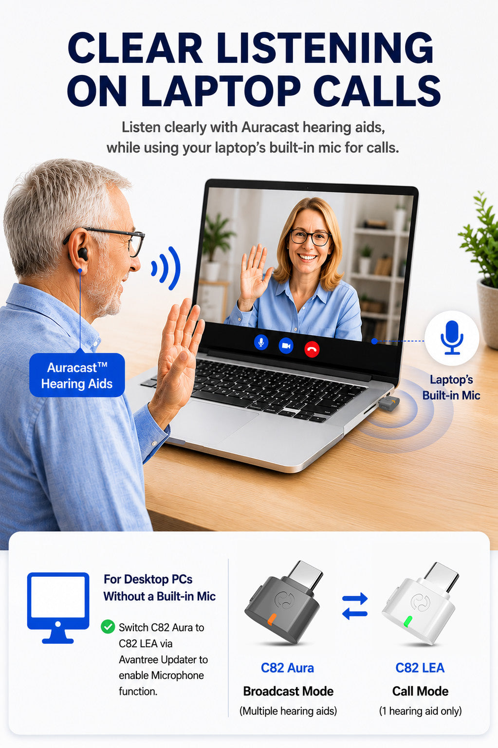 C82 Aura | USB Auracast Audio Transmitter Adapter