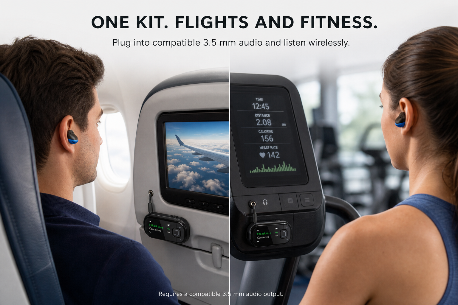 FitLock Aura Travel | Secure-Fit Earbuds + Voyager Adapter