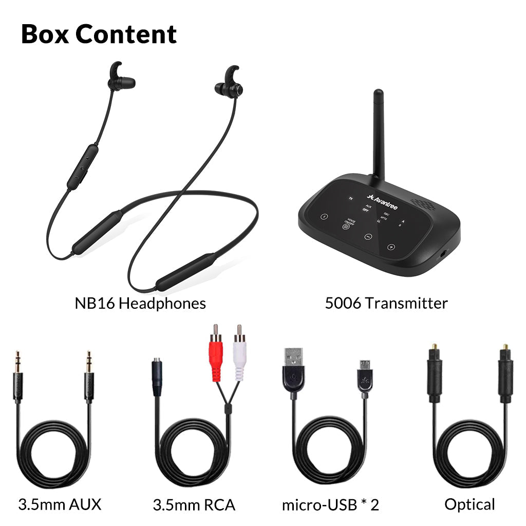 HT5006 | Wireless Earbuds for TV with Transmitter Set