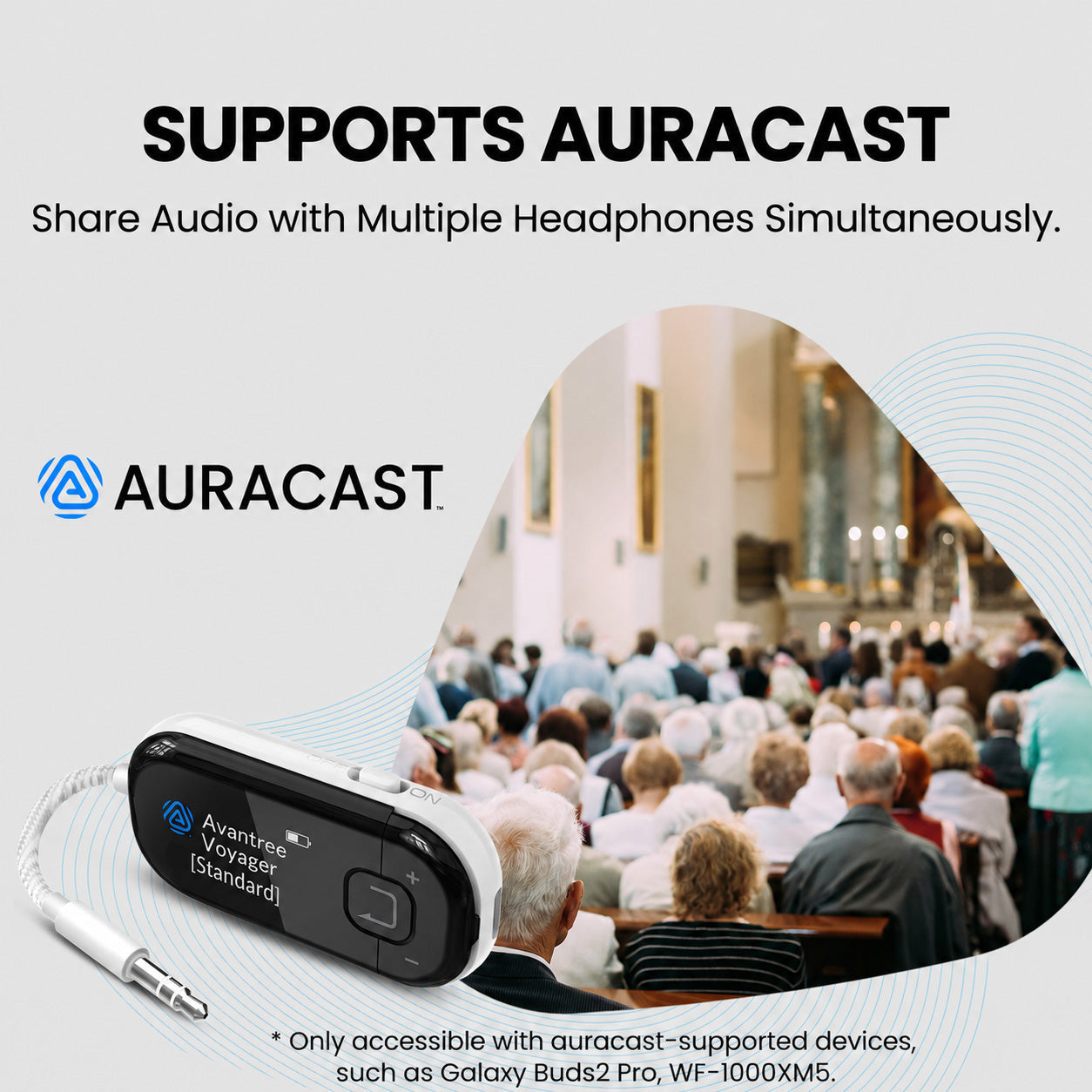 Voyager | Bluetooth Airplane Adapter with Auracast