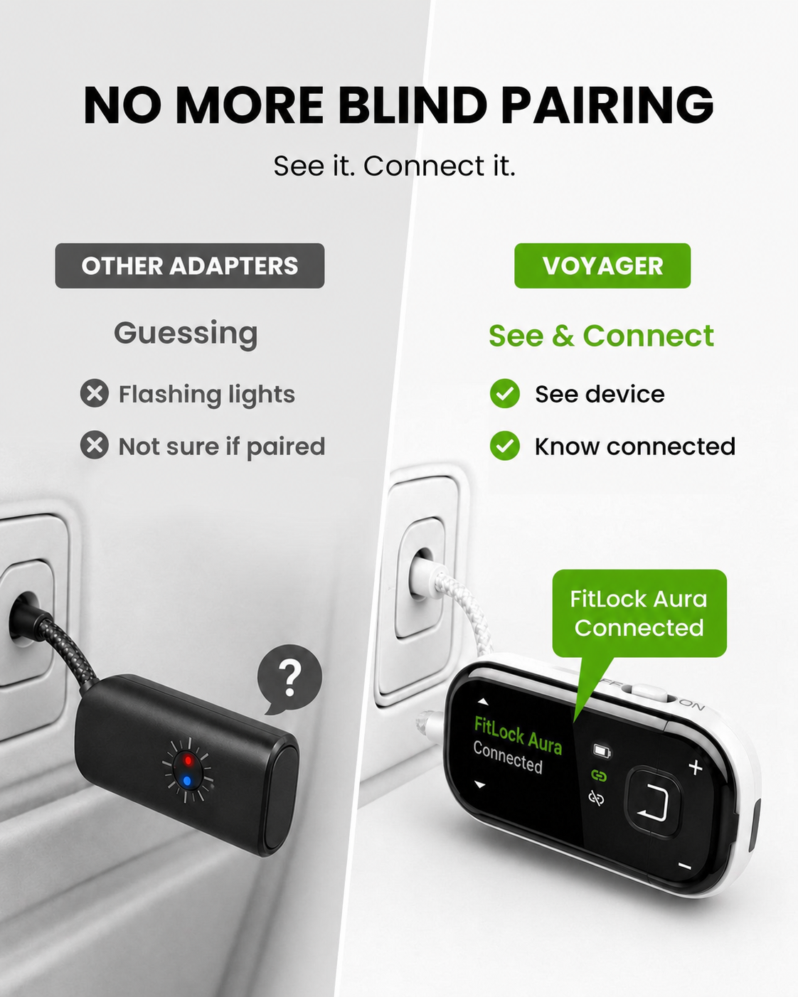 FitLock Aura Travel | Secure-Fit Earbuds + Voyager Adapter